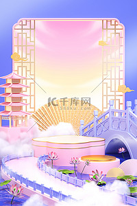 中国风夏季展台c4d背景