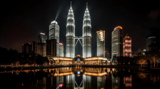 马来西亚文字摄影照片_马来西亚吉隆坡双子塔