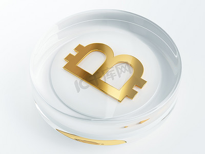 比特币 cryptocurrency 金色符号覆盖着玻璃