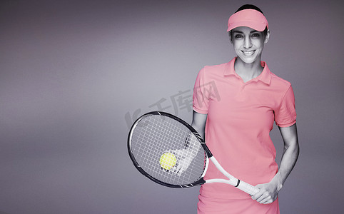 女运动员打网球的复合形象