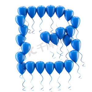 3D 渲染五颜六色的气球字母被白色隔离。
