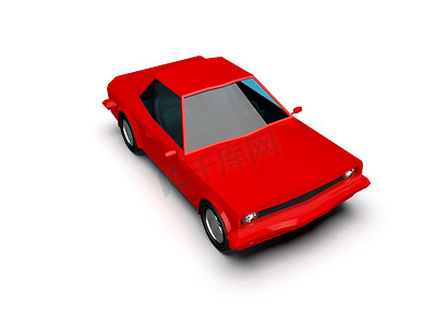 白色背景上的简单多边形红色 Race Sport Coupe 汽车图标