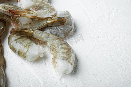 虎虾或亚洲虎虾，在白石表面，有文字复制空间