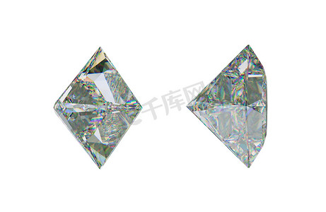 艾莎公主摄影照片_白色公主方形切割钻石或宝石的 SDE 视图