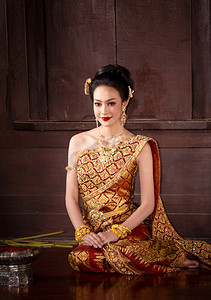 泰国或泰国服装亚洲服饰概念。