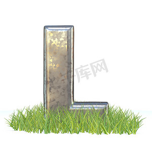 镀锌金属字体 Letter L in grass 3D