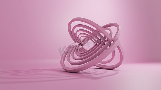 粉色舞台海报摄影照片_3D 渲染，抽象几何背景