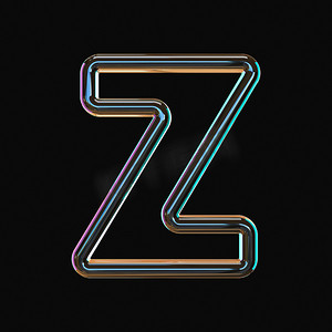 彩色玻璃字母摄影照片_生动的彩色玻璃字体 Letter Z 3D