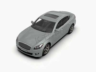 白色 3d 插图上隔离的通用和无品牌汽车