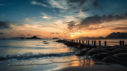深圳海滩摄影照片_孤独的航程