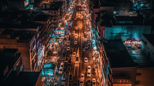 繁华城市夜景摄影照片_城市街景