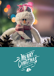 圣诞快乐和新年快乐信息与雪人的数字合成图像