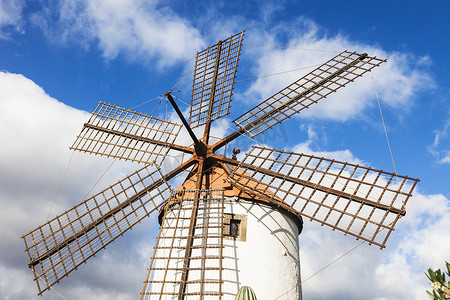 大风车风车摄影照片_大加那利岛的风车