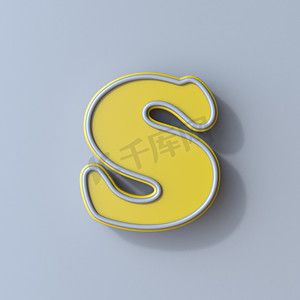 黄色卡通字体 Letter S 3D