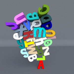 灰色背景中的所有英文字母表（a、b、c...x、y、z 字符）。
