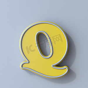 黄色卡通字体 Letter Q 3D