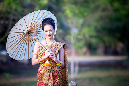 泰国或泰国服装亚洲服饰概念。