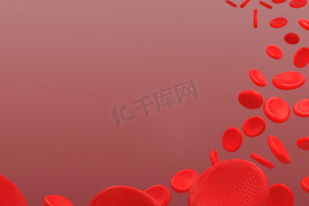电镜下的红细胞摄影照片_红细胞或红血球的 3d 渲染。