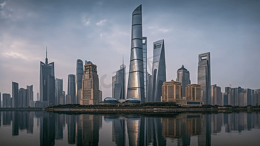上海苏河湾全景建筑群