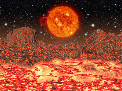 熔化的行星。月球。这幅图像的元素由 NASA 提供。