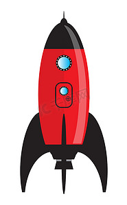 卡通火箭红色摄影照片_红色卡通太空火箭