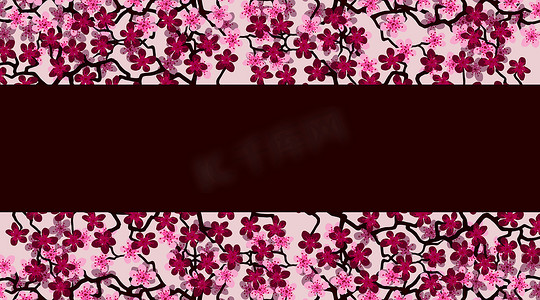 妇女节花卉摄影照片_花卉问候横幅与美丽的粉红色花朵分支樱花。