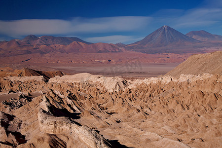 “从死亡谷看智利利坎卡布尔和朱里克斯火山”