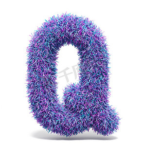 紫色人造毛皮 LETTER Q 3D 插图