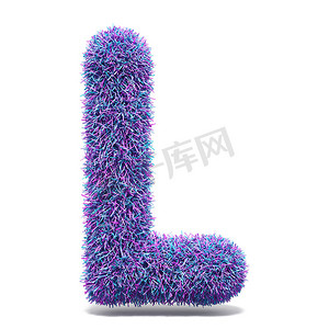 紫色人造毛皮 LETTER L 3D 插图