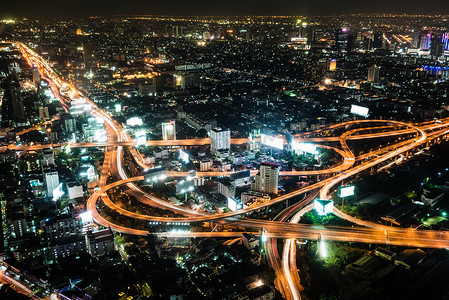 泰国夜景摄影照片_泰国曼谷高景夜景
