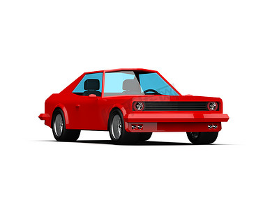 白色背景上的简单多边形红色 Race Sport Coupe 汽车图标