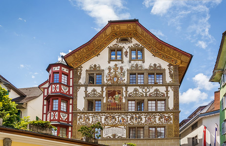 瑞士卢塞恩摄影照片_瑞士卢塞恩的历史建筑