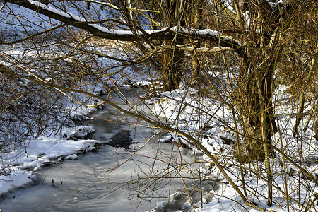 冬天结冰的小溪