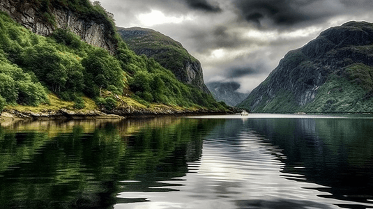 云落摄影照片_美丽的自然挪威自然景观