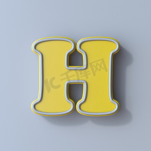 黄色卡通字体 Letter H 3D