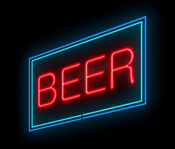 啤酒标志摄影照片_霓虹啤酒标志。