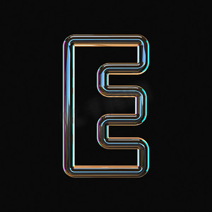生动的彩色玻璃字体 Letter E 3D