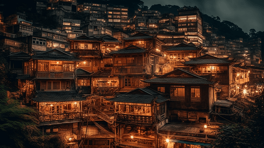 黑金色调重庆夜景