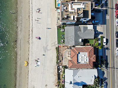 加利福尼亚州圣地亚哥使命湾和海滩的鸟瞰图。