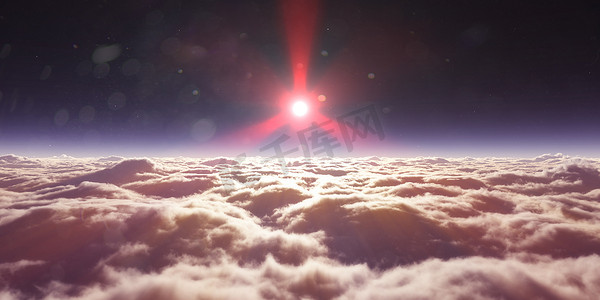 梦空间摄影照片_梦想飞在云层之上射线光
