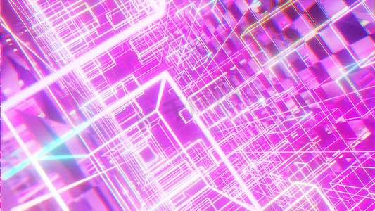 抽象网络立方体风格发光霓虹灯
