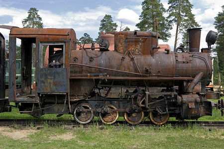 在铁路博物馆的老蒸汽火车