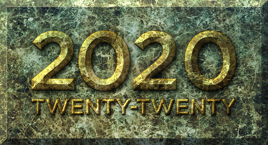 2020 年和 20 世纪大理石纪念碑 ??3D 插图