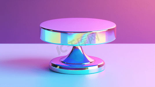 金属彩虹全息箔布放置化妆品的圆盘底座