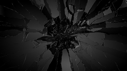 破碎的玻璃：黑色的尖锐碎片