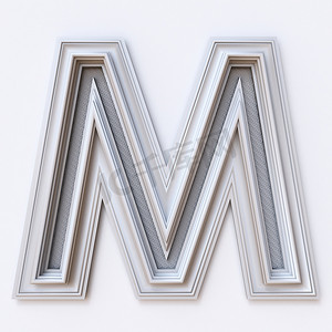 白色相框字体 Letter M 3D