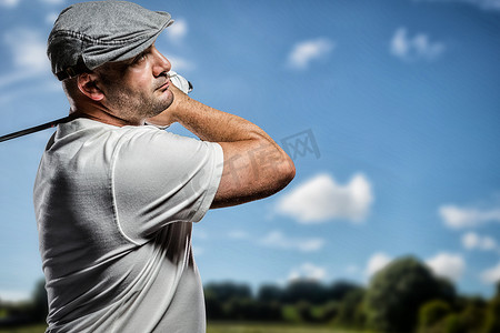 高尔夫球手击球肖像的合成图像