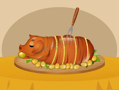 烤猪肉卡通
