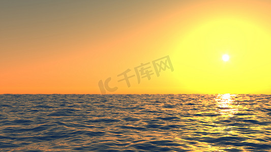 地平线日落摄影照片_海上的日出或日落