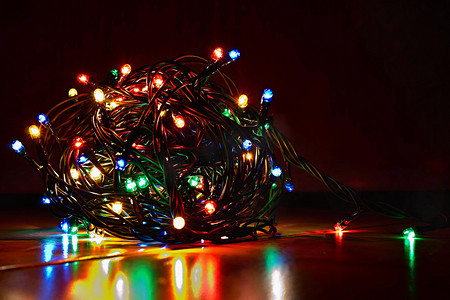 抽象的圣诞节背景，圣诞树彩灯的圣诞节纹理。